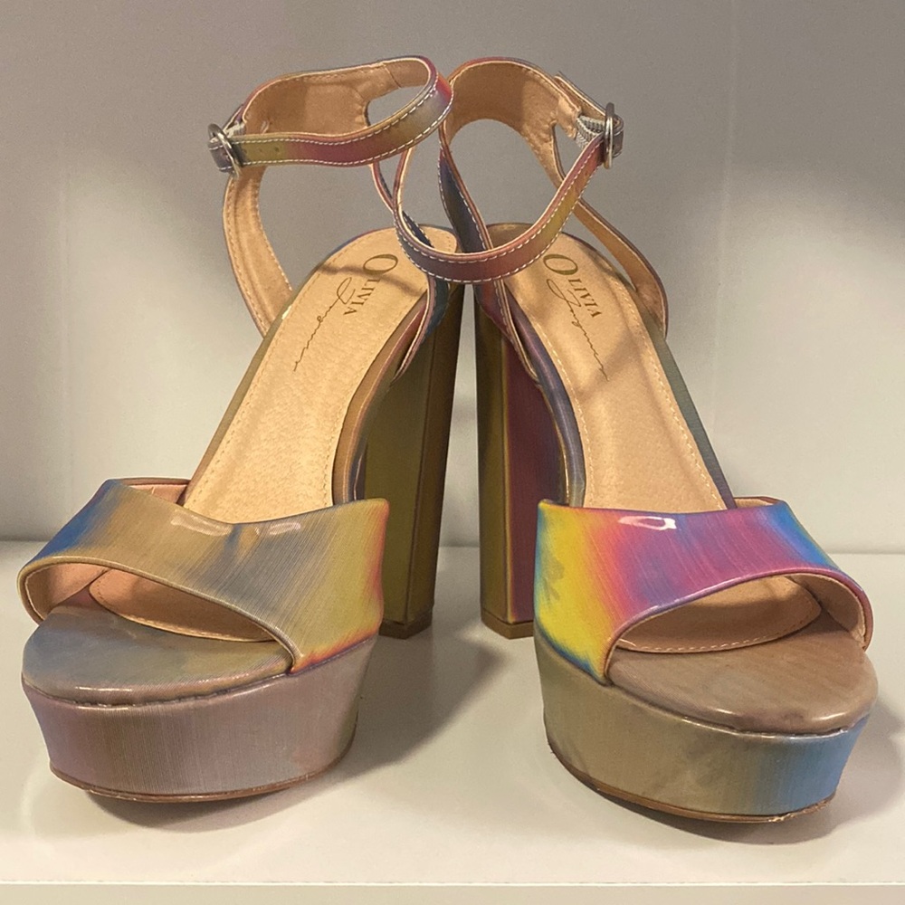 Fashion Nova Rainbow Platform Heels Size 6.5